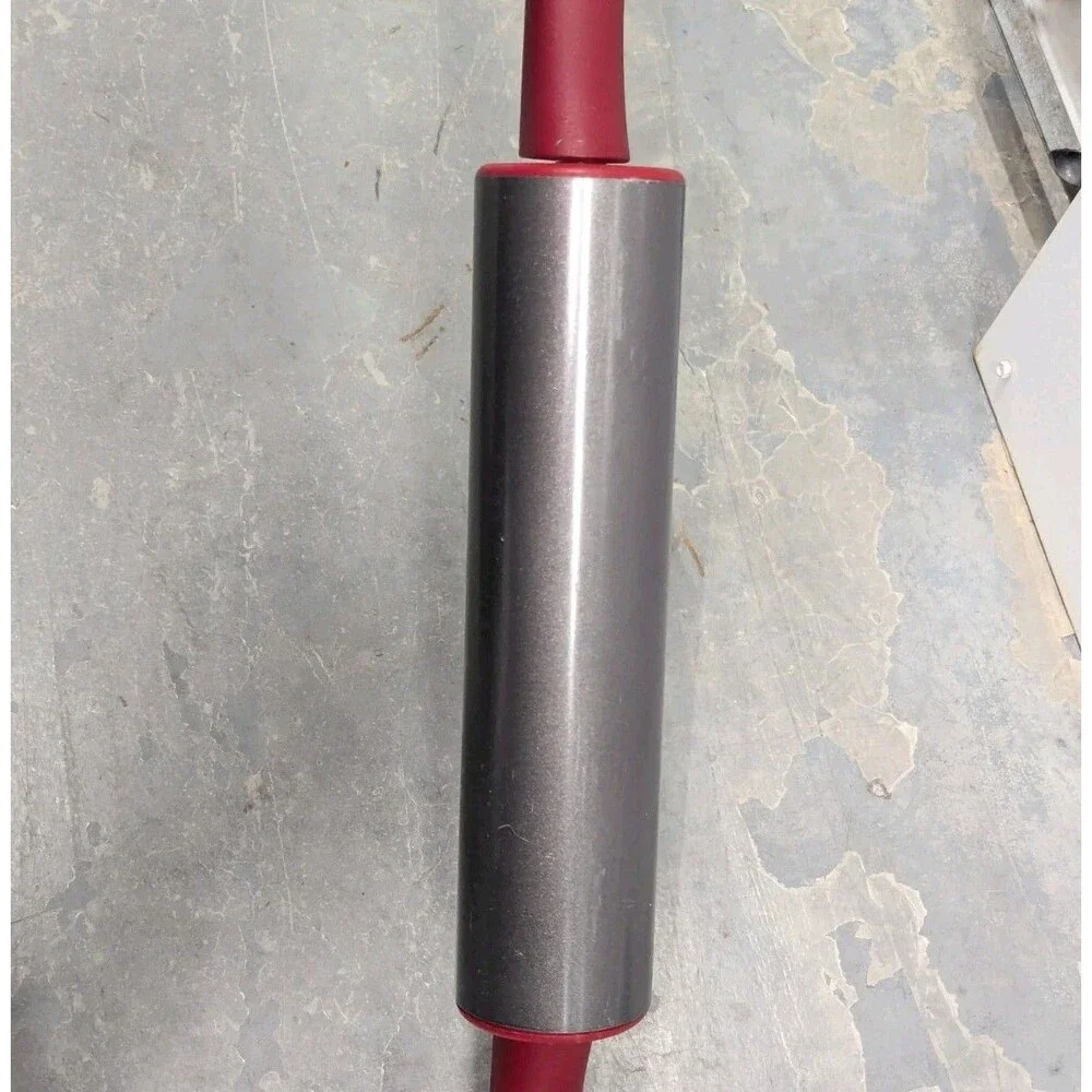 KitchenAid Silver‎ Carbon Steel Rolling Pin with Off-Set Red Nylon Handles